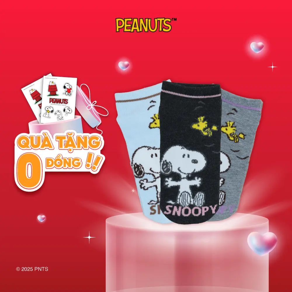 Vớ ngắn hình Snoopy & Woodstock đang bay size 23-25cm