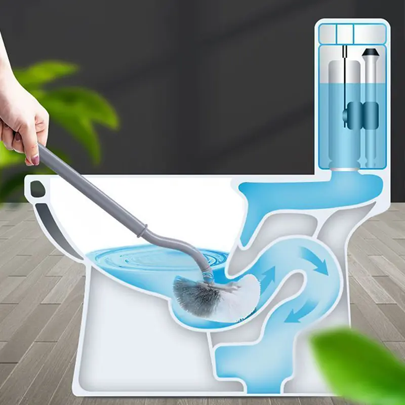 Bàn Chải Nhà Vệ Sinh, Hình Chữ S, Treo Tường, Bàn Chải Làm Sạch, Cán Dài, Lông Mềm, Thích Hợp Để Làm Sạch Nhà Vệ Sinh, Dụng Cụ Phòng Tắm 7