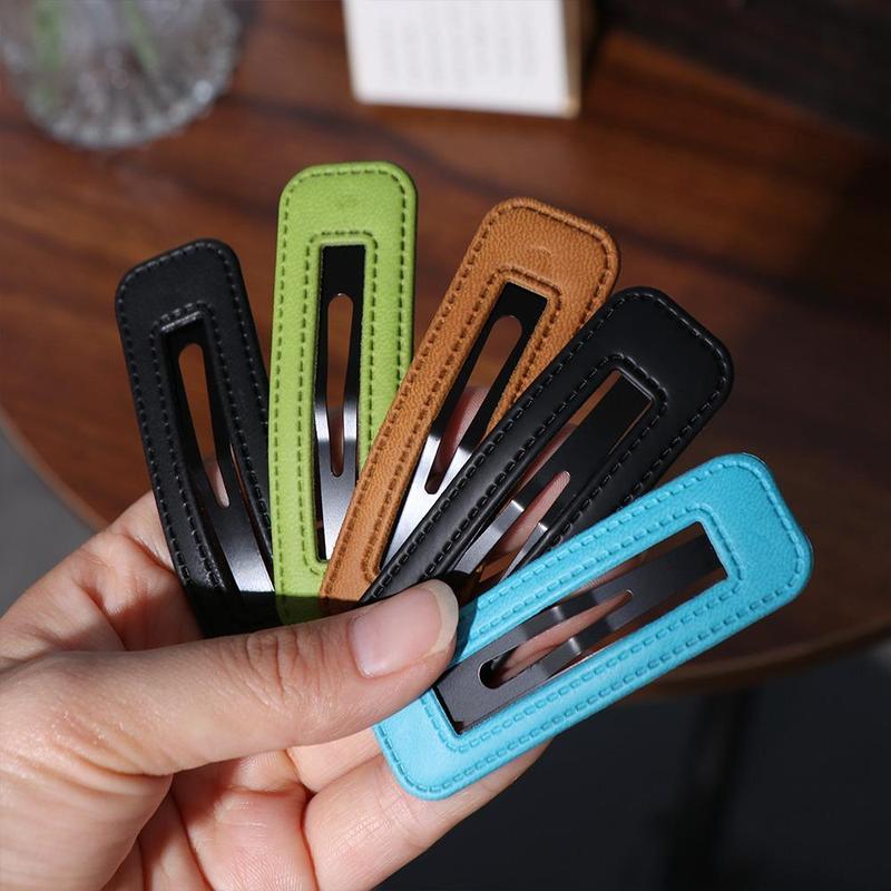 Product Introduction of Creative Pu Leather Square Leather Hair Clip Geometry Barrettes Girl Hairpin Headwear Korean Style Side Clip Travel 16