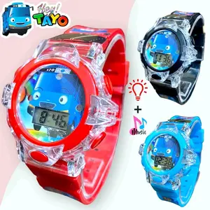 JAM TANGAN ANAK MUSIK LAMPU MELODY KARAKTER COWOK Boboiboy , BATMAN,CARS, AVENGERS, SPIDERMAN DIGITAL ANAK KARAKTER LAMPU MUSIK