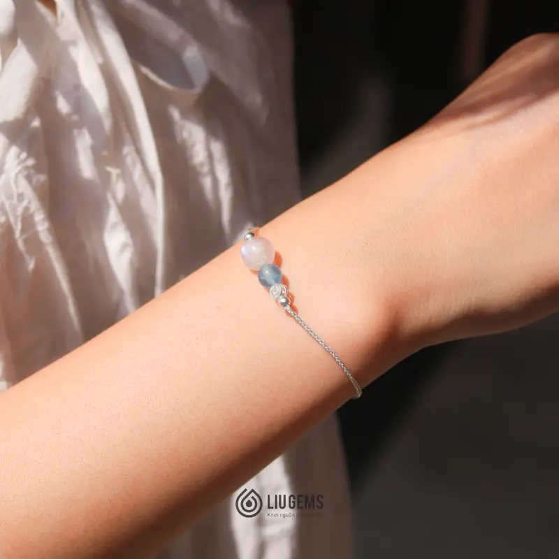 Lắc Tay Bạc 925 Cho Nữ Đồng Xu Kim Tiền Mix Hồ Lô Đá Tự Nhiên Liugems Thời Trang  VB33 (Mua một, tặng một hộp đựng trang sức + một khăn lau bạc miễn phí) 6