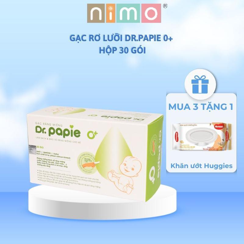 Gạc rơ lưỡi Dr. Papie cho bé từ sơ sinh hộp 30 gói - Nimo 5