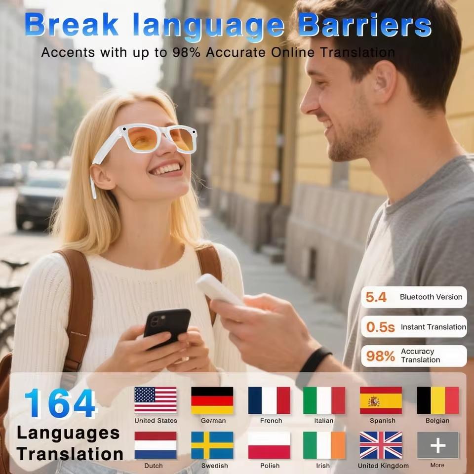 New Camera Glasses 800w Pixel 4K UHD Camera Recording Noise Reduction Ai Recognition Translation Anti Blue Light Smart Glasses - Image 2