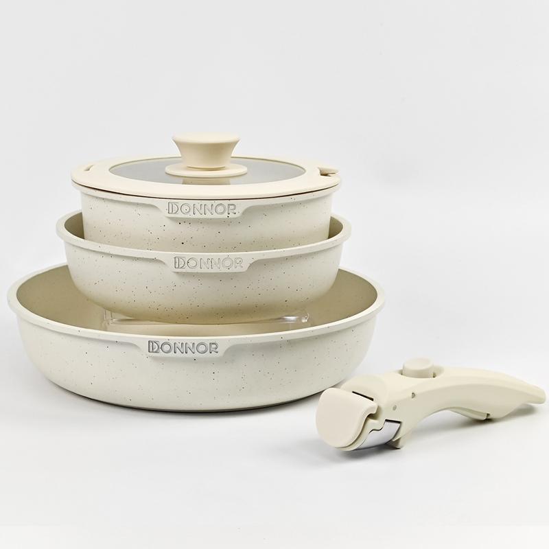 5pcs Pots and Pans Set Nonstick Ceramic Cookware Set PFAS-Free ...
