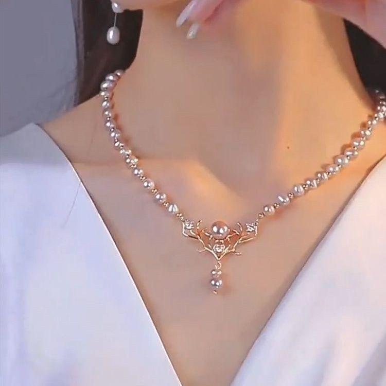 Product Introduction of Vòng Cổ Ngọc Trai Nước Ngọt, Ngọc Trai Tự Nhiên Nguyên Chất Thật, Cao Cấp, Bán Chạy, Tất Cả Các Cách Để Có Bạn, Màu Vàng, Có Sừng, Thích Hợp Làm Quà Tặng Ngày Lễ 3