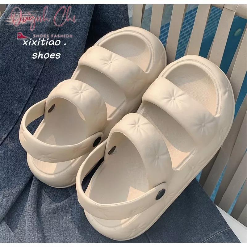 (Loại 1) Dép Sandal Đế Bằng Cao 4 Cm , Dép Quai Hậu Nữ Đế Cao Chất Liệu EVA Siêu Nhẹ XiXiTiao TB533 DéP Shoes GiàY Nhung 4