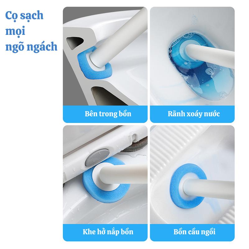 Bộ cọ vệ sinh dùng một lần nâng cấp mẫu 2024, Cọ toilet ECO xoay 360 thế hệ mới có đầu cọ thay thế 4