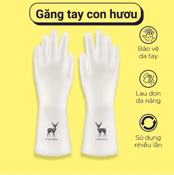 Găng tay hươu cao su siêu dai, bao tay hươu cao su rửa chén bát chống ăn mòn bảo vệ da tay 7