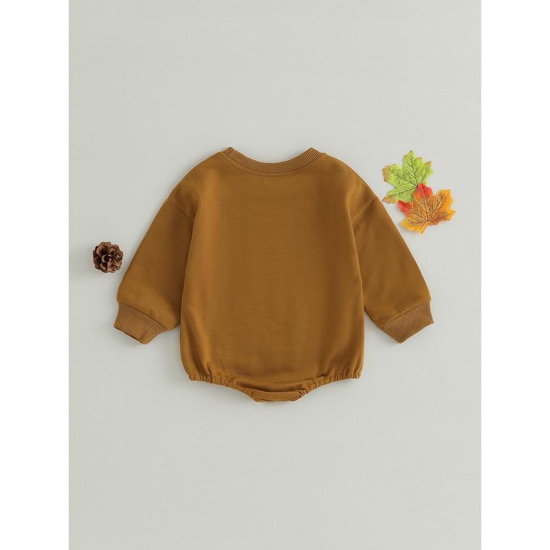 Baby Sweatshirt Rompers Thanksgiving Letter Print Long Sleeve Jumpsuit 2