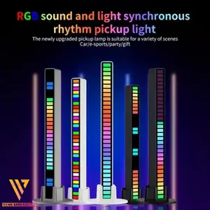 Lampu Meja Spectrum Bar Audio Rhythm Sensor Suara Music RGB Light LED Audio USB Indicator Sound Control Hitam Putih Akrilik Peralatan