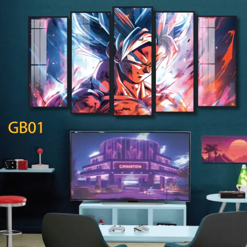 Bộ Tranh 5 Tấm Dán Tường Dragon Ball Cán Fomex 5mm Cao Cấp Chống Móp Méo, Trầy Xước Tặng Kèm Keo Dán Sẵn Treo Tường Phòng Khách 0