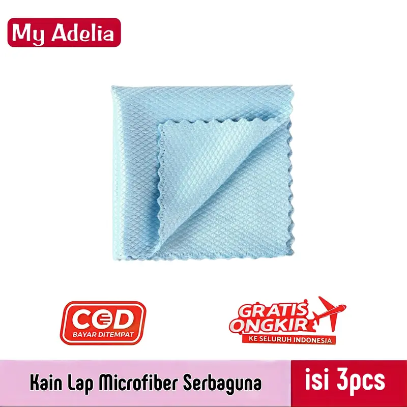 Kain Lap Microfiber Bahan Premium Super Halus isi 3pcs Ukuran 30x40cm / Kain Lap Dapur Serbaguna Daya Serap Tinggi Kualitas Premium Cleaning 0