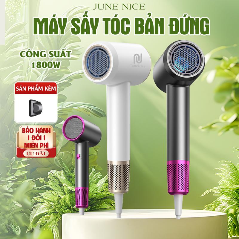 [JuneNice] Máy sấy tóc 1800W màu xám trắng, sấy 2 chiều mát nóng, phù hợp với mọi lứa tuổi Nữ Women