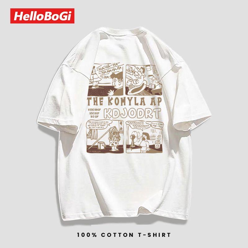 Áo Thun Cotton Ngắn Tay Cho Nữ, Trang Phục Mùa Hè In Hình Truyện Tranh, Ngoại Cỡ, Dáng Rộng, Cho Cặp Đôi 4