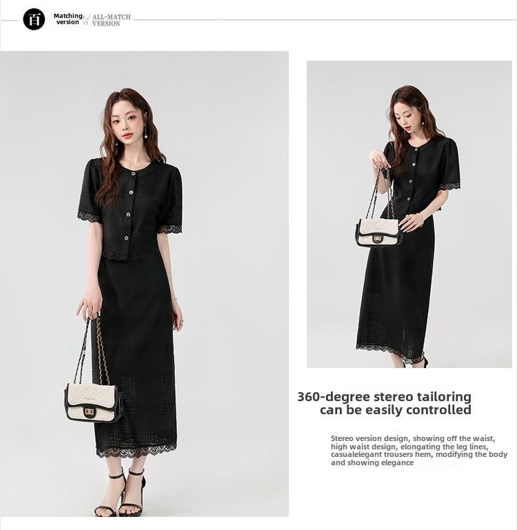 Product Introduction of Exclusive New High-End Dress 2025 Summer New Elegant Small Fragrance Style Heavy Lace Cover-Up Slimming Long Set Dress Luxury Women's Fashion 5