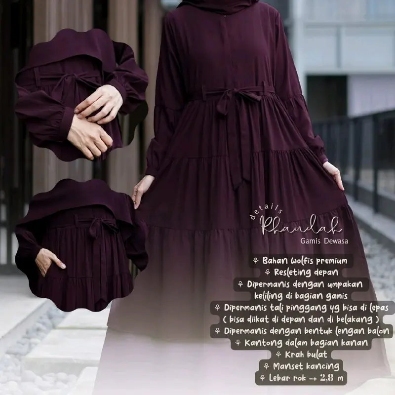 Rhaudah Set By Shazfa Shahia | Gamis Set Cadar Original Shazfa Polos 7