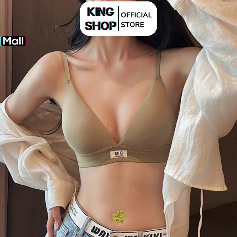 Áo Ngực Nữ Cotton Cup Tam Giác Xẻ Sâu Không Gọng Mút Mỏng, Áo Lót Ôm Ngực Mềm Thoáng Mát Tôn Dáng KING SHOP Bra A310