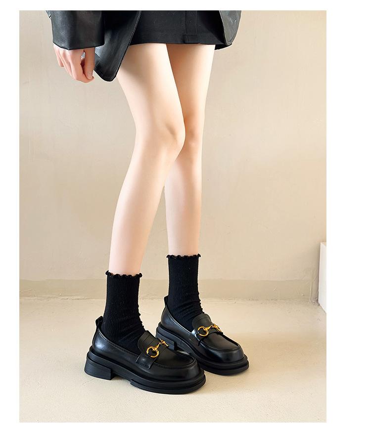 Product Introduction of Authentic Leather Loafers Women's 2024 Spring New Japanese JK Mary Jane Shoes Small Leather Shoes Slip-on Horsebit Buckle Pumps 14