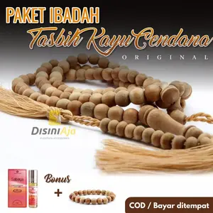 CGG Paket Ibadah Tasbih Kayu Cendana 99 Butir Free Gelang dan Parfume Sabaya