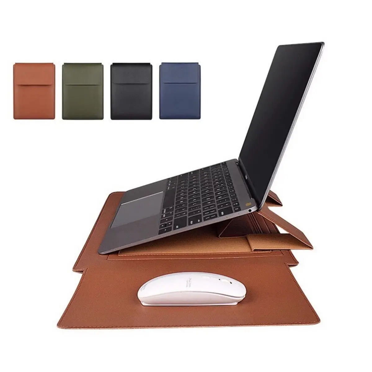 2 in 1 Laptop Sleeve PU Leather Laptop Stand Bag Waterproof Bag Case Notebook Inner Packaging Bag