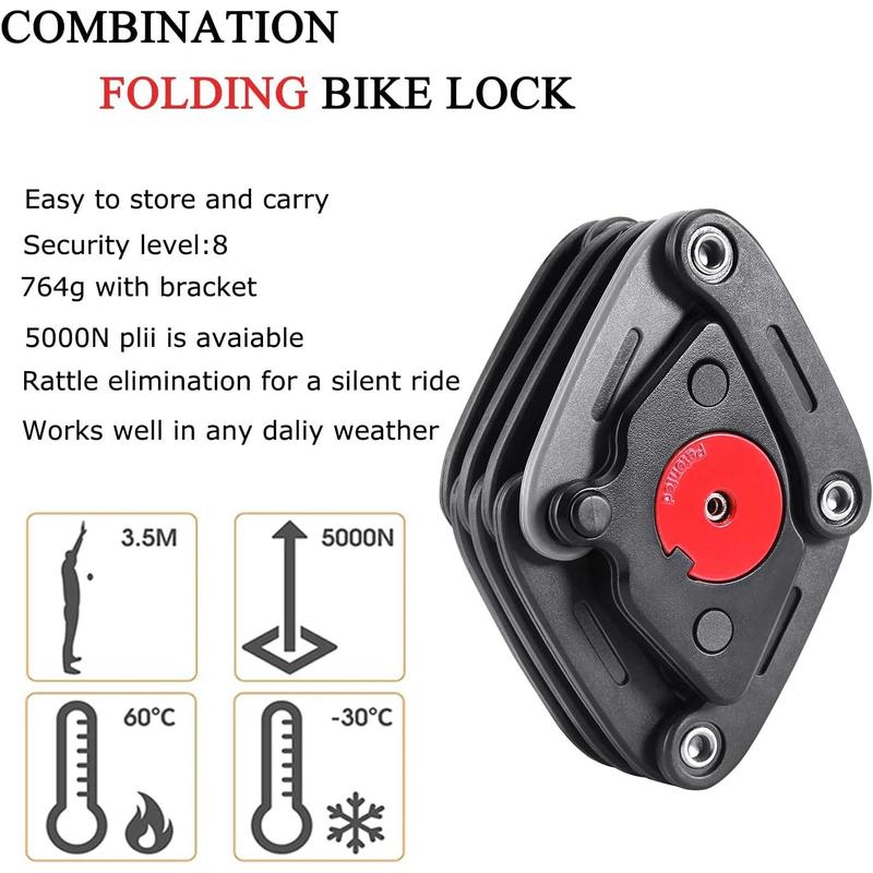 TikTok Shop: Folding Bike Lock with 2 Keys - Anti Theft Strong Security  Bicycle Locks, Anti Drill & Pick Cylinder - Foldable Bike Lock with Mounting  Bracket (2.8 ft/1.4lb)