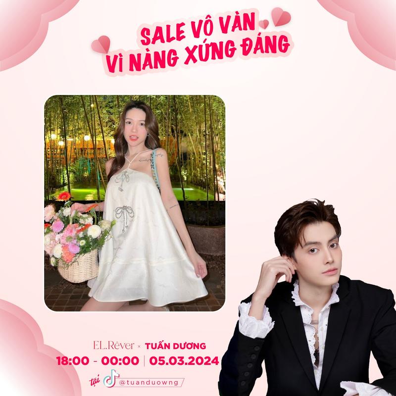 ELRÊVER - Đầm cổ yếm tiểu thư - Màu kem - 0123D03