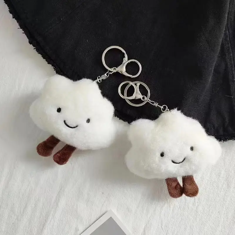Rantai Kunci Bulatan Putih, Loket Beg Kawaii Comel, Aksesori, Cincin Kunci, 1 Keping
