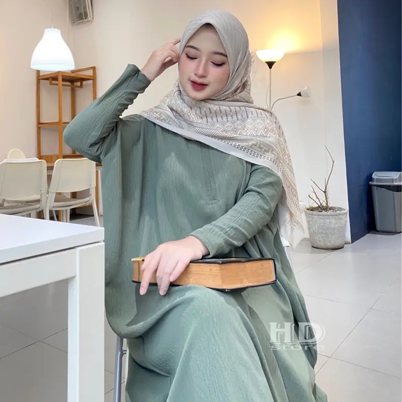 Gamis Abaya Nagita Mewah Bahan Crinkle Airflow Polos Elegan Muslim Wanita 0