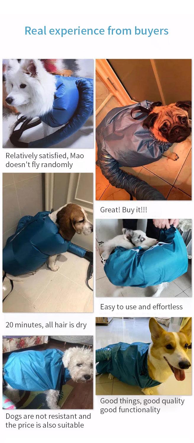 Product Introduction of Portable Dog Hair Drying Bag Folding Cat Hair Dryer Efficient Big Dogs Quick Drying Coat Winter Pets Cleaning Grooming Supplies 12
