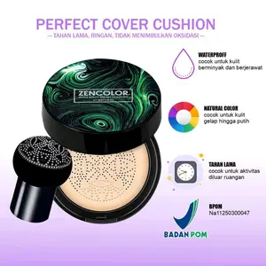 CUSHION ZENCOLOR Natural Color Air Cushion BB & CC Cream Waterproof tahan air concealer foundation transferproff SUNISA
