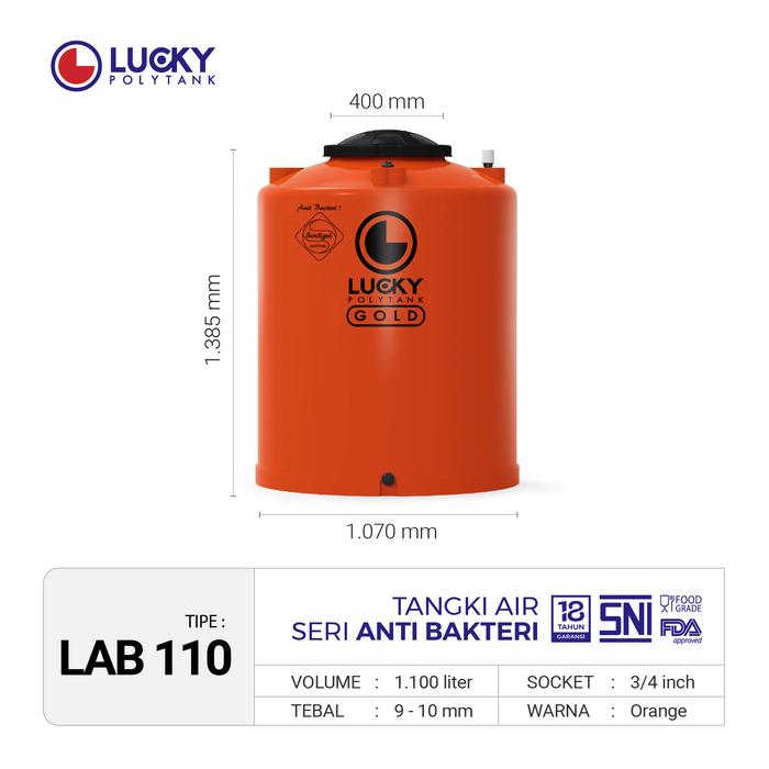 Gambar Toren Lucky Polytank Anti Bakteri 1000 liter | Tangki Air | Tandon Air LAB110 dari Lucky Polytank Kota Administrasi Jakarta Barat 5 Tokopedia