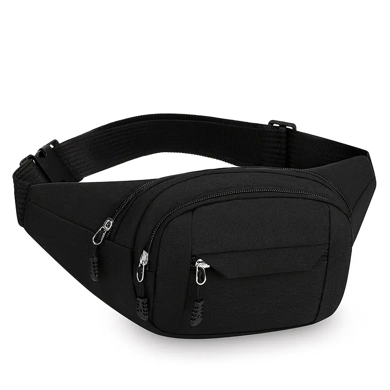 Men'S Nylon Waist Bag- Adjustable Strap, Multiple Zipper Pockets, Outdoor Sports Waist Bag, Suitable for Daily Commuting, Black, Multifunctional Travel Bag| Korean Style Bag| Adjustable shoulder strap bag, bag 5