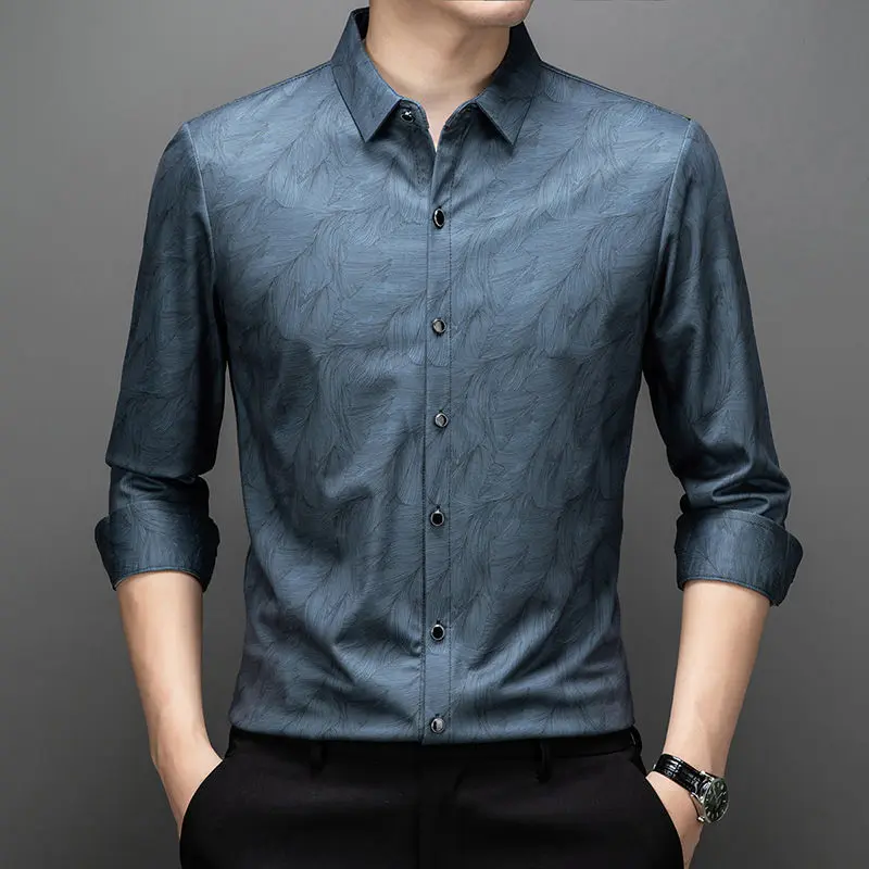 Áo Sơ Mi Kẻ Sọc, Thường Ngày Công Sở, Dài Tay, Dành Cho Nam Trung Niên, Bộ Sưu Tập Mùa Xuân Và Mùa Thu, Thời Trang Đơn Giản, Áo Sơ Mi Mỏng Nam, Trang Phục Nam 6