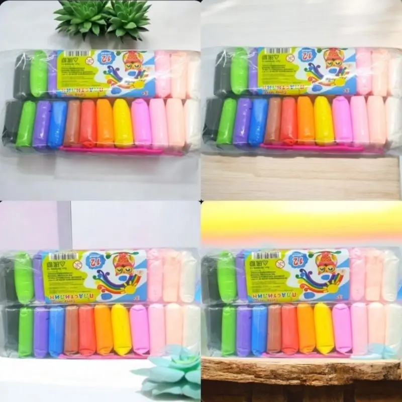 mainan anak clay 12 in 1 clay polymery super Light rainbow clay warna warni mainan lilin playstisin clay anak import murah grosir Banjarmasin mainan anak viral termurah 0
