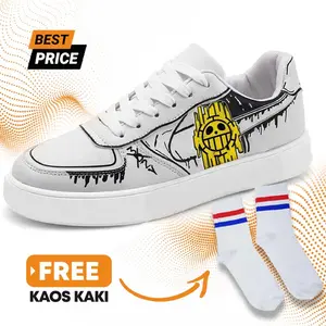 Sepatu Sneaker One Piece Casual Pria snekers hitam putih free kaos kaki keren terbaru Shoes Kasual