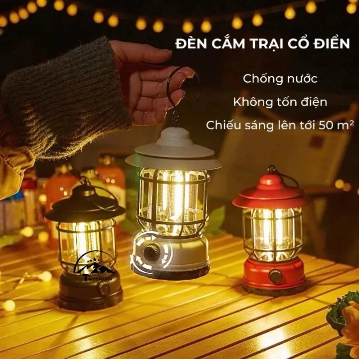 COD Đèn Cắm Trại Dã Ngoại Du lịch Dùng Sạc USB Tích Điện 1200mAh Camping