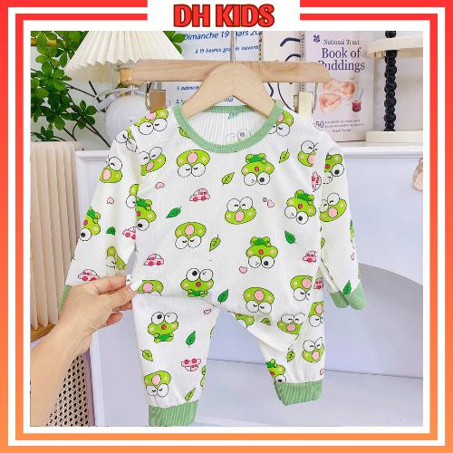 D01 Combo 4 bộ tặng 1 bộ quần dài áo tay dài cổ tròn nền kem in hoạ tiết rất dễ thương chất thun tăm lạnh cho bé trai và bé gái từ 5 - 16kg - DH HOUSE
