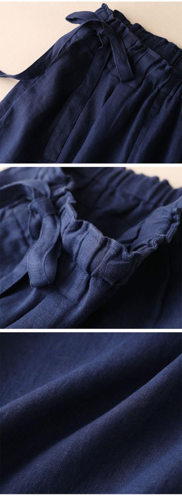 Product Introduction of Cotton and linen wide-leg 9/10 Pants with a loose fit for women, High-waisted, Thin and Straight-leg Casual pants, Available in multiple Colors Womenswear Bottom Lingerie Comfort Trouser Basic Minimalist 17