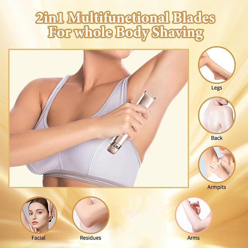 Product Introduction of 2 in 1 USB Rechargeable Women's Electric Razor, 1 Count Gentle Wet & Dry Waterproof Epilator for Underarms & Legs, Women's Hair Removal Tool 4