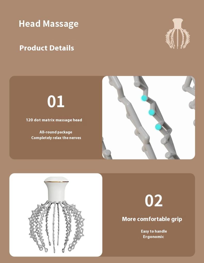 Product Introduction of Electric Head Massager Octopus Household Smart Head Therapy Machine Head Massage Instrument 20