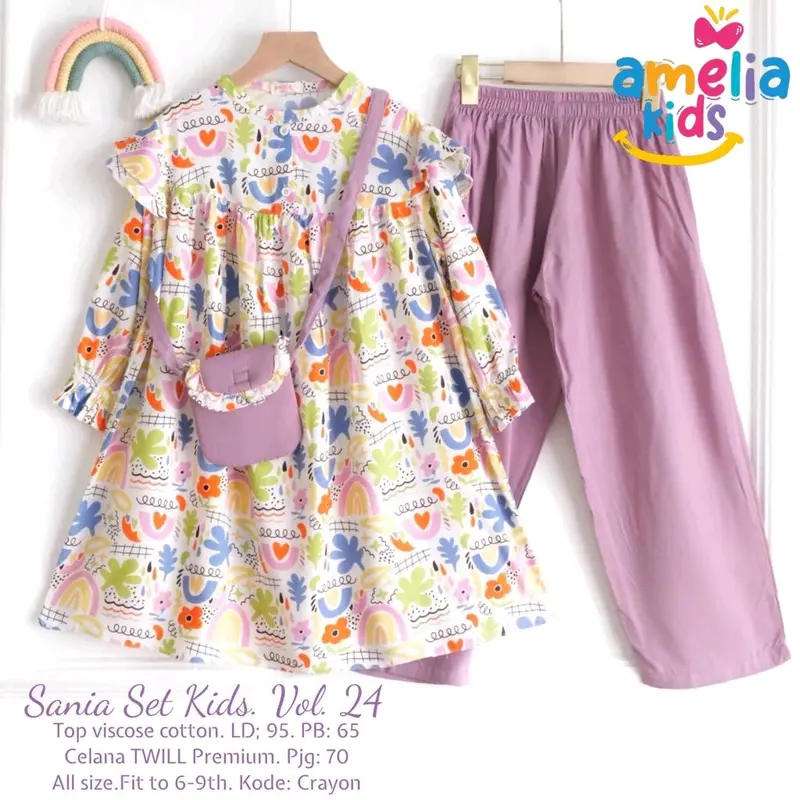 SANIA SET KIDS SETELAN GAMIS ANAK PEREMPUAN UNTUK USIA 6-9 TAHUN FREE POUNCH 8