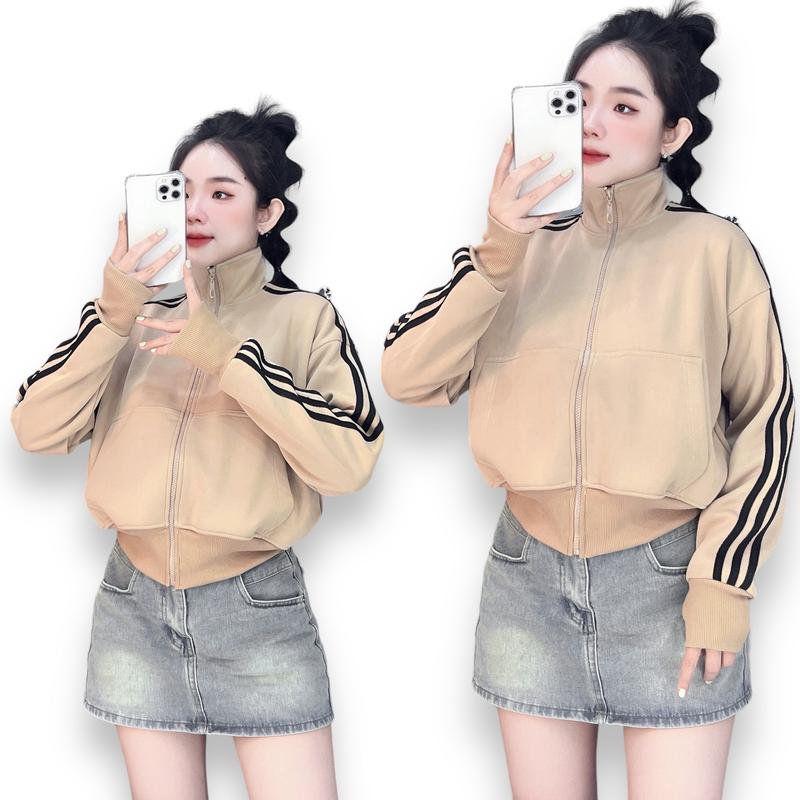 D2 | Áo Khoác Cổ Trụ Nỉ 2 Da _ QUỲNH HÍ shop