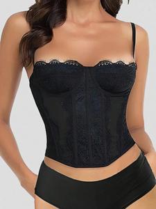 Women's Contrast Lace Shapewear Top, Adjustable Strap Tummy Control Corset Top for Women, Ladies Shapewear for Daily Wear