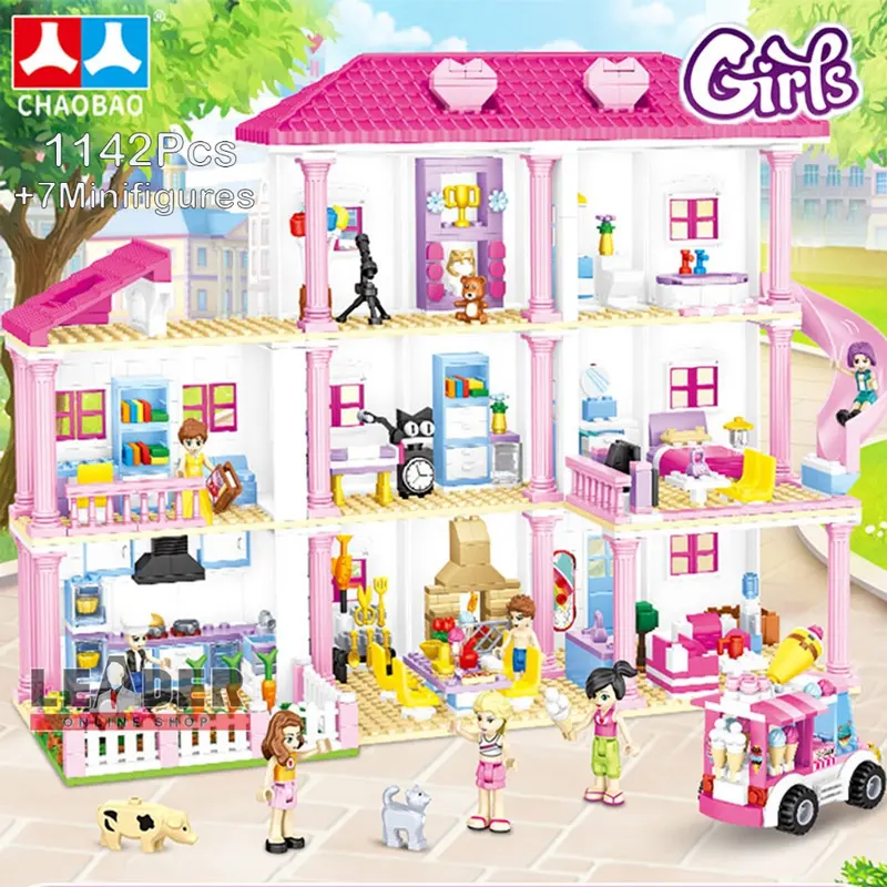 MAINAN RUMAH-RUMAHAN NOTLEGO BRICK VILLA BESAR 2 MODEL GIRLS CITY HOUSE 1142 Pcs +7 FIGURE CHAOBAO 7460 0