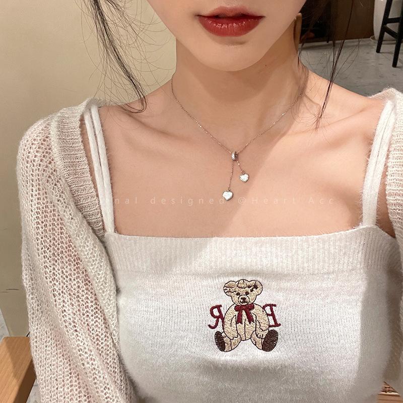 Product Introduction of Lucent_2025 Necklace for Women Korean and Japanese Style 2025 New Trendy Clavicle Chain Sweet Cool Style Heart Sweater Chain Metal Texture High-end Feel for Women 15