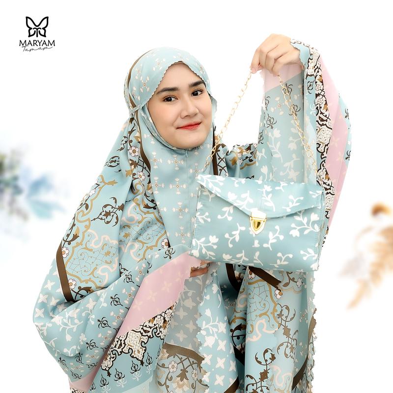 FREE SEJADAH > MTP 06 - Mukena Dewasa Daily 2in1 Ghania Series | Mukena Premium 2 in 1 Luxury Jumbo | Mukena Mewah + Tas Mewah Atasan Bawahan Motif  Muslim  Cantik  Lembut  Tebal Panjang Silk Traveling Tanggung Variasi Maxmara 6