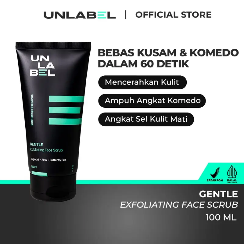 UNLABEL - Gentle Exfoliating Face Scrub 100 ml (Eksfoliasi Wajah Mengatasi Kusam dan Angkat Komedo , Mencerahkan , Mengangkat Sel Kulit Mati, Kontrol Minyak Berlebih, Meratakan Tekstur Wajah) / Facial Scrub 0