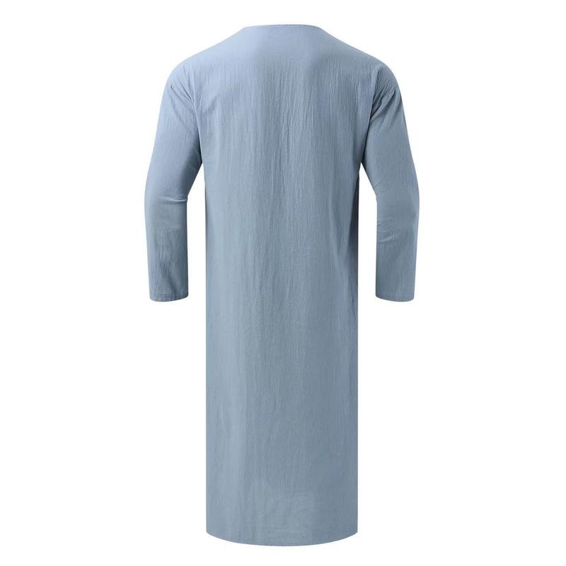Product Introduction of Muslim Robe New Men's Loose Stand Collar Door Tube Long Sleeve Robe Ethnic Style Robe 15