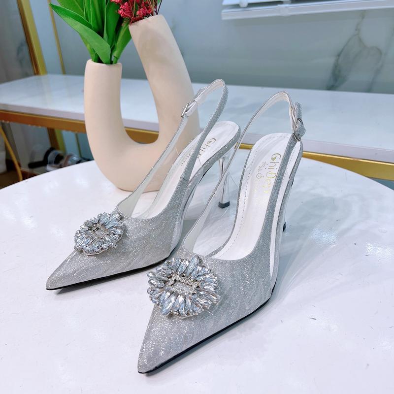  Giày Cao Gót Bít Mũi Phối Mika Đính Hoa ĐÁ 9cm Sandal Nữ Cao Gót 9 Phân Chị Đẹp Store Mã U55 Shoes 