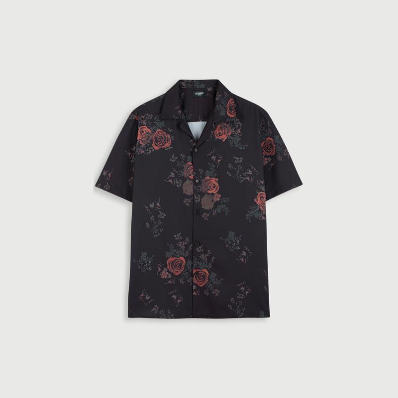 Áo sơ mi nam ROWAY họa tiết hồng đỏ